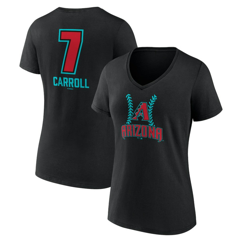 MLB Corbin Carroll Arizona Diamondbacks Women's Name & Number Fastball V-Neck T-Shirt