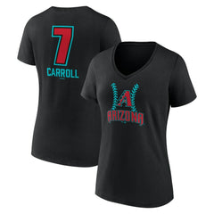 MLB Corbin Carroll Arizona Diamondbacks Women's Name & Number Fastball V-Neck T-Shirt