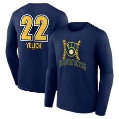 MLB Christian Yelich Milwaukee Brewers Name & Number Fastball Long Sleeve T-Shirt