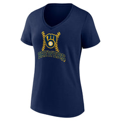 MLB Christian Yelich Milwaukee Brewers Women's Name & Number Fastball V-Neck T-Shirt