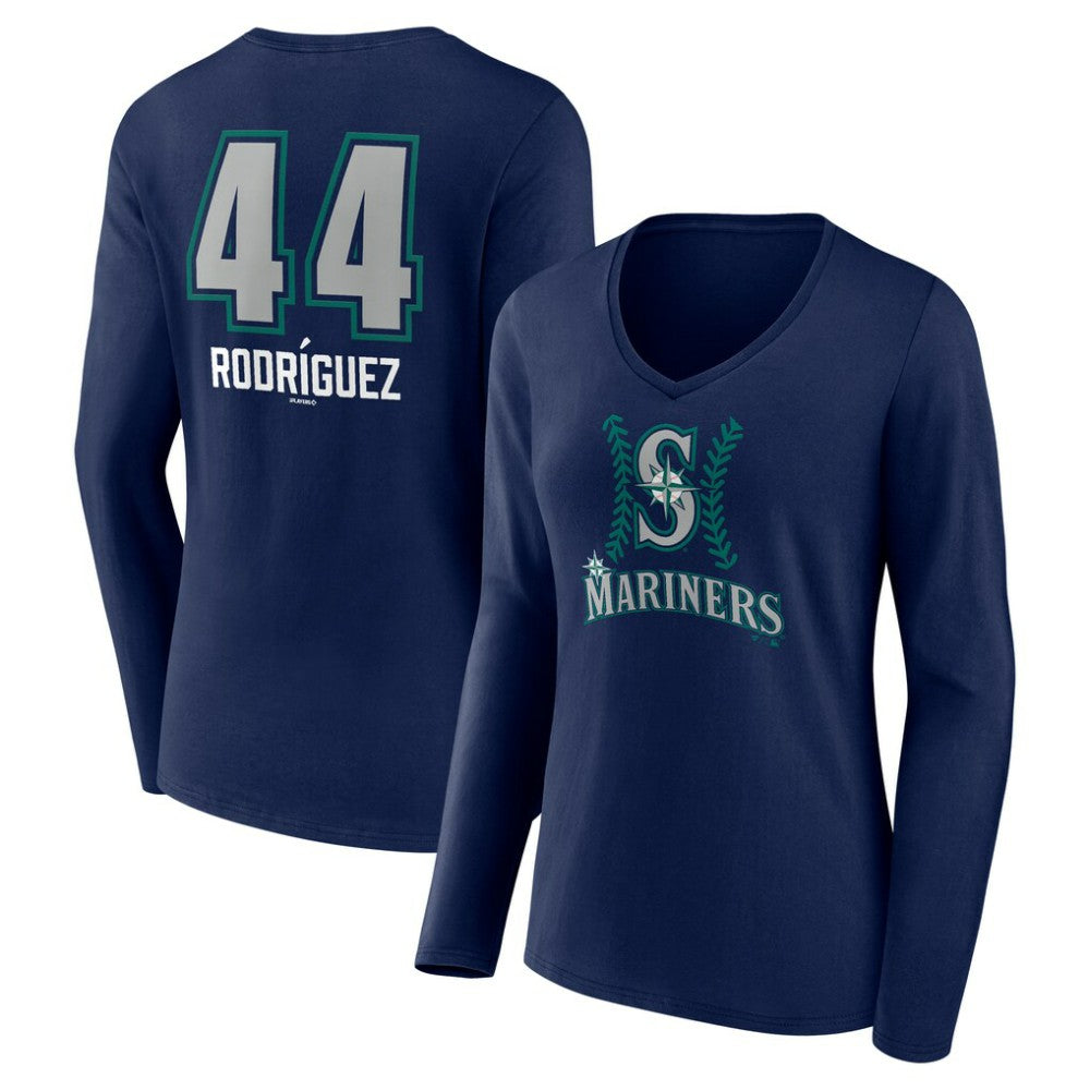 MLB Julio Rodríguez Seattle Mariners Women's Name & Number Fastball V-Neck Long Sleeve T-Shirt