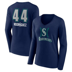 MLB Julio Rodríguez Seattle Mariners Women's Name & Number Fastball V-Neck Long Sleeve T-Shirt