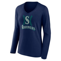 MLB Julio Rodríguez Seattle Mariners Women's Name & Number Fastball V-Neck Long Sleeve T-Shirt