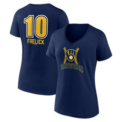MLB Sal Frelick Milwaukee Brewers Women's Name & Number Fastball V-Neck T-Shirt