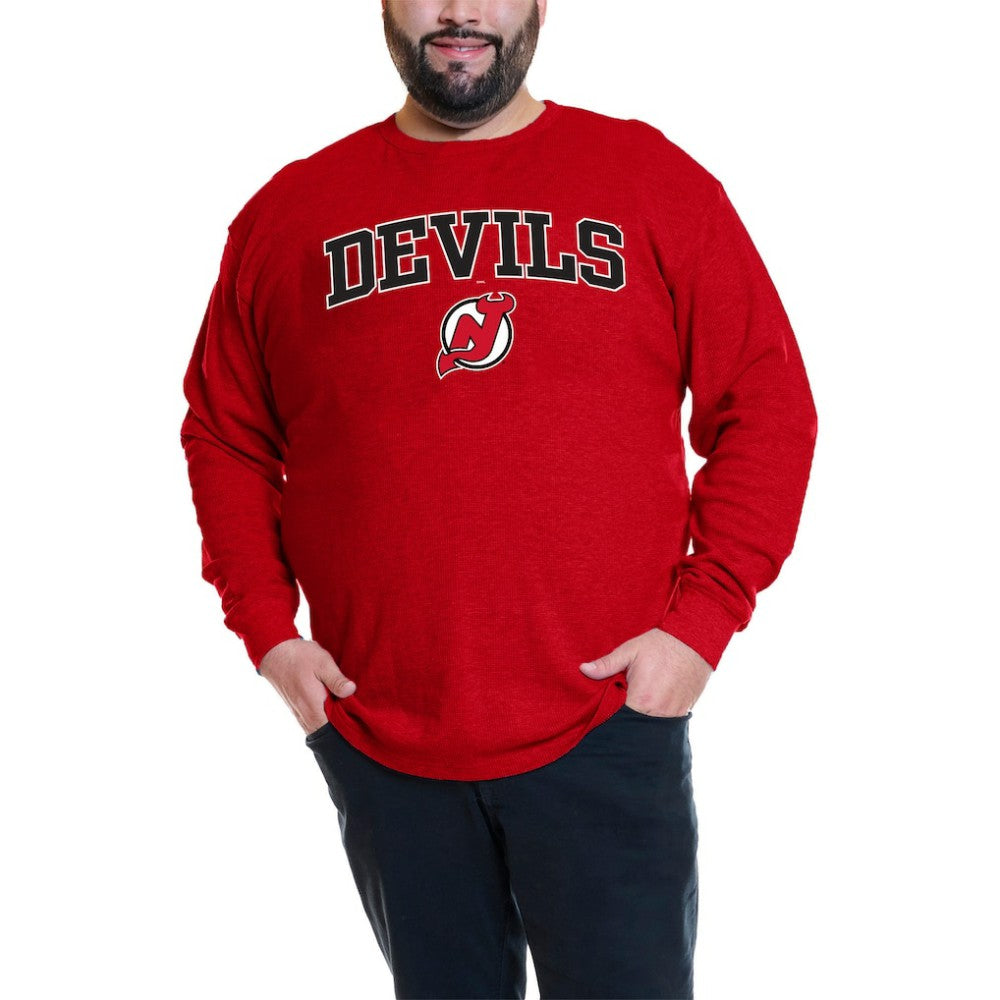 NHL Red Jack Hughes New Jersey Devils Profile Big & Tall Name & Number Thermal Pullover Sweatshirt
