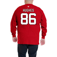 NHL Red Jack Hughes New Jersey Devils Profile Big & Tall Name & Number Thermal Pullover Sweatshirt