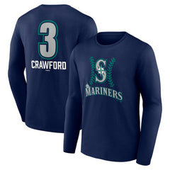 MLB J.P. Crawford Seattle Mariners Name & Number Fastball Long Sleeve T-Shirt