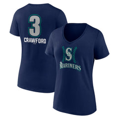 MLB J.P. Crawford Seattle Mariners Women's Name & Number Fastball V-Neck T-Shirt