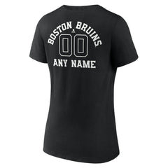 NHL Black Boston Bruins Women's Personalized Name & Number Monochrome V-Neck T-Shirt