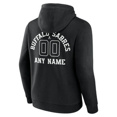 NHL Black Buffalo Sabres Personalized Name & Number Monochrome Pullover Hoodie