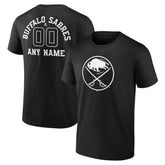 NHL Black Buffalo Sabres Personalized Name & Number Monochrome T-Shirt