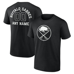 NHL Black Buffalo Sabres Personalized Name & Number Monochrome T-Shirt