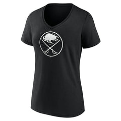 NHL Black Buffalo Sabres Women's Personalized Name & Number Monochrome V-Neck T-Shirt