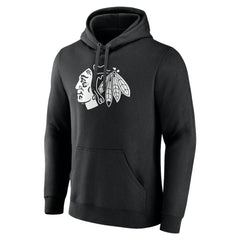 NHL Black Chicago Blackhawks Personalized Name & Number Monochrome Pullover Hoodie