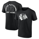 NHL Black Chicago Blackhawks Personalized Name & Number Monochrome T-Shirt