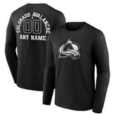NHL Black Colorado Avalanche Personalized Name & Number Monochrome Long Sleeve T-Shirt