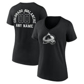 NHL Black Colorado Avalanche Women's Personalized Name & Number Monochrome V-Neck T-Shirt