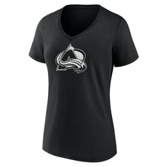 NHL Black Colorado Avalanche Women's Personalized Name & Number Monochrome V-Neck T-Shirt