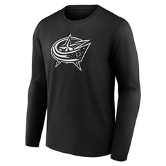 NHL Black Columbus Blue Jackets Personalized Name & Number Monochrome Long Sleeve T-Shirt