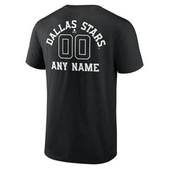 NHL Black Dallas Stars Personalized Name & Number Monochrome T-Shirt