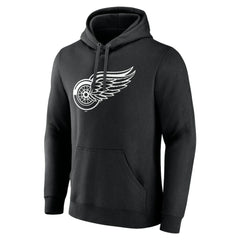 NHL Black Detroit Red Wings Personalized Name & Number Monochrome Pullover Hoodie