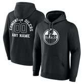 NHL Black Edmonton Oilers Personalized Name & Number Monochrome Pullover Hoodie
