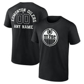 NHL Black Edmonton Oilers Personalized Name & Number Monochrome T-Shirt