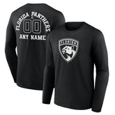 NHL Black Florida Panthers Personalized Name & Number Monochrome Long Sleeve T-Shirt