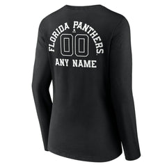 NHL Black Florida Panthers Women's Personalized Name & Number Monochrome Long Sleeve V-Neck T-Shirt