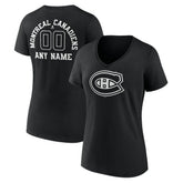 NHL Black Montreal Canadiens Women's Personalized Name & Number Monochrome V-Neck T-Shirt