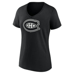 NHL Black Montreal Canadiens Women's Personalized Name & Number Monochrome V-Neck T-Shirt