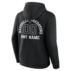 NHL Black Nashville Predators Personalized Name & Number Monochrome Pullover Hoodie