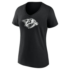NHL Black Nashville Predators Women's Personalized Name & Number Monochrome V-Neck T-Shirt