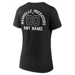 NHL Black Nashville Predators Women's Personalized Name & Number Monochrome V-Neck T-Shirt
