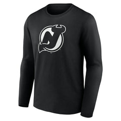 NHL Black New Jersey Devils Personalized Name & Number Monochrome Long Sleeve T-Shirt