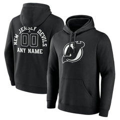 NHL Black New Jersey Devils Personalized Name & Number Monochrome Pullover Hoodie