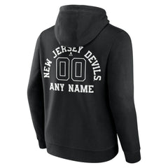 NHL Black New Jersey Devils Personalized Name & Number Monochrome Pullover Hoodie
