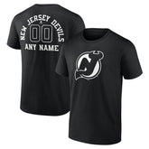 NHL Black New Jersey Devils Personalized Name & Number Monochrome T-Shirt