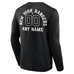 NHL Black New York Rangers Personalized Name & Number Monochrome Long Sleeve T-Shirt