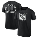 NHL Black New York Rangers Personalized Name & Number Monochrome T-Shirt