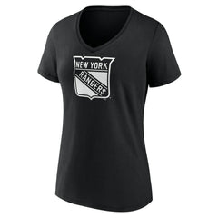 NHL Black New York Rangers Women's Personalized Name & Number Monochrome V-Neck T-Shirt