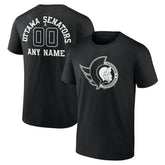 NHL Black Ottawa Senators Personalized Name & Number Monochrome T-Shirt