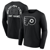 NHL Black Philadelphia Flyers Personalized Name & Number Monochrome Long Sleeve T-Shirt