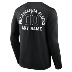 NHL Black Philadelphia Flyers Personalized Name & Number Monochrome Long Sleeve T-Shirt