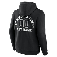 NHL Black Philadelphia Flyers Personalized Name & Number Monochrome Pullover Hoodie