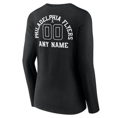 NHL Black Philadelphia Flyers Women's Personalized Name & Number Monochrome Long Sleeve V-Neck T-Shirt