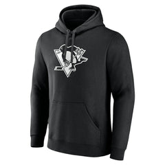 NHL Black Pittsburgh Penguins Personalized Name & Number Monochrome Pullover Hoodie