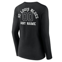 NHL Black St. Louis Blues Women's Personalized Name & Number Monochrome Long Sleeve V-Neck T-Shirt