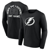 NHL Black Tampa Bay Lightning Personalized Name & Number Monochrome Long Sleeve T-Shirt