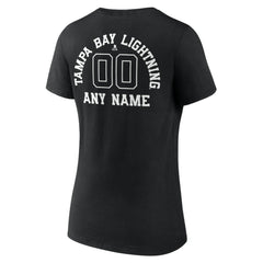 NHL Black Tampa Bay Lightning Women's Personalized Name & Number Monochrome V-Neck T-Shirt